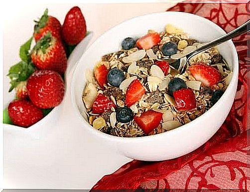 Healthy breakfast with oatmeal for kids