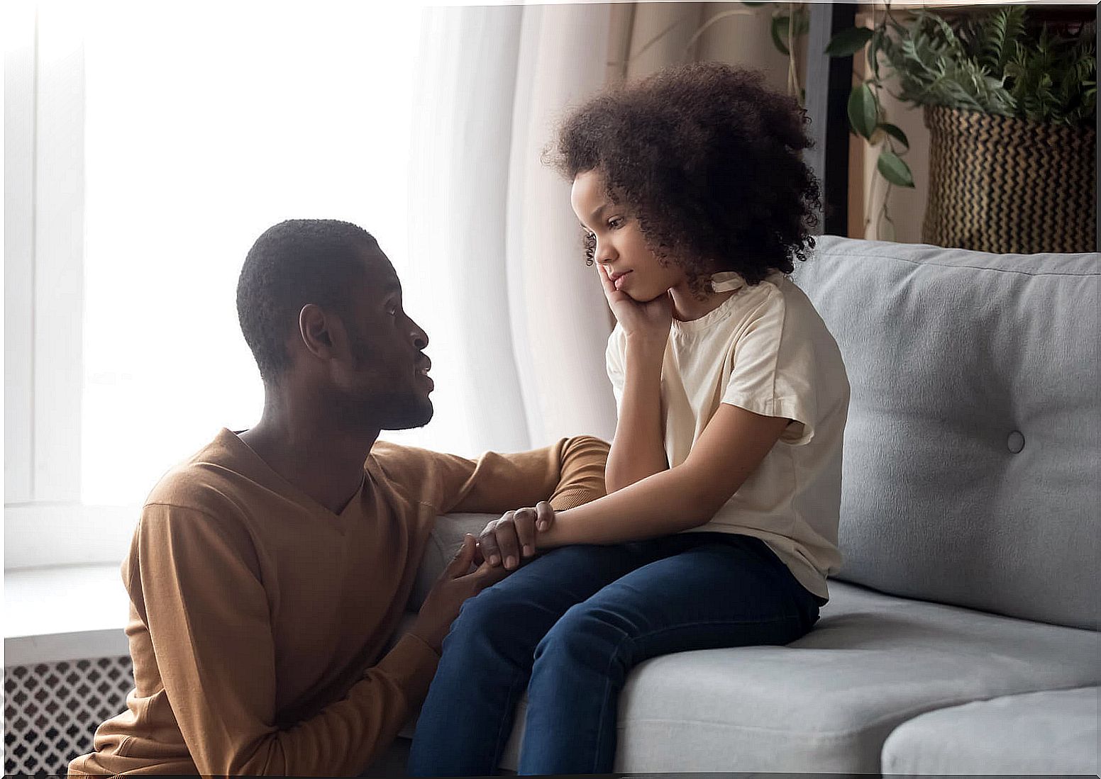 Father talking to his daughter about coping with the loss of a friend.