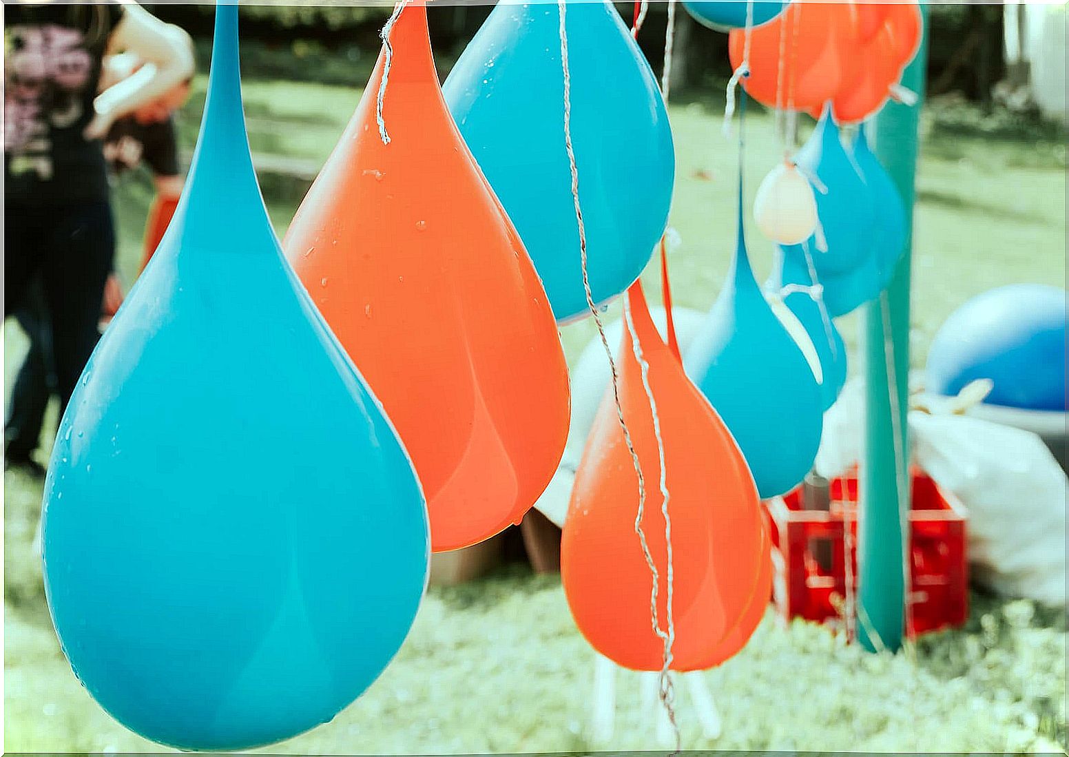 Water balloons, one of the games for children in summer.