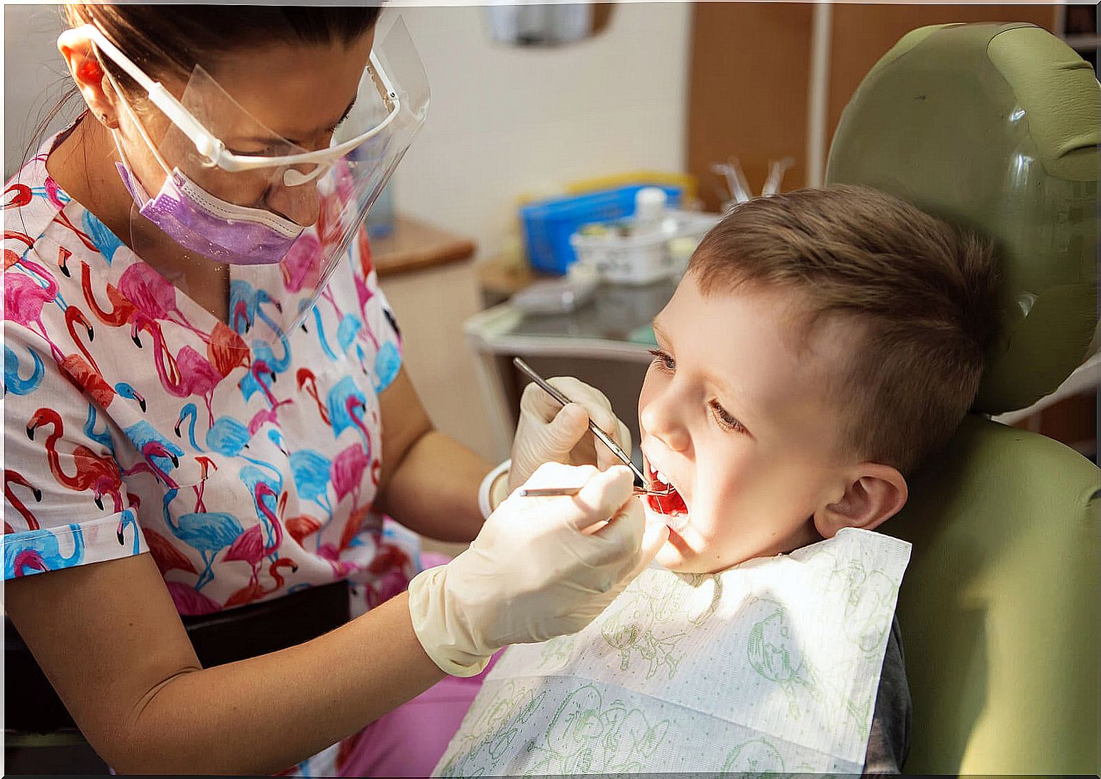 Child at the dentist for malocclusion.