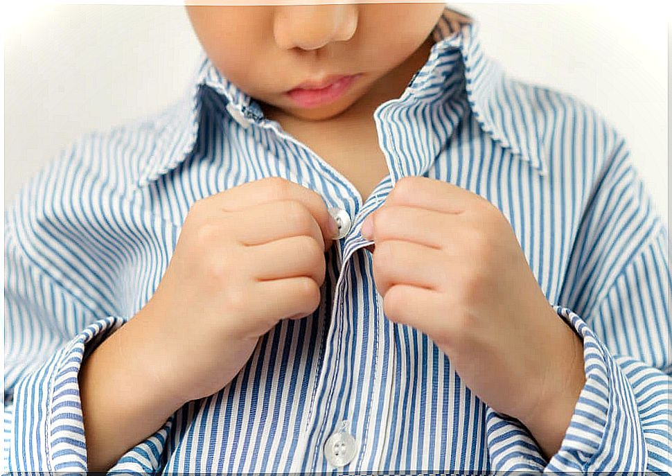 Child dressing only thanks to 'the tree of achievements'.